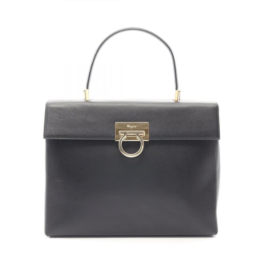 Salvatore Ferragamo Gancini Leather Shoulder Bag Black